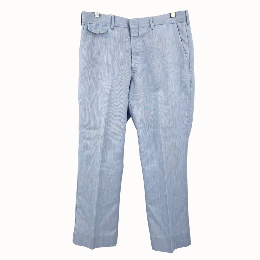 VINTAGE 60's PALLADIUM Men's Blue & White Pinstriped Flat Front Dress Pants - M